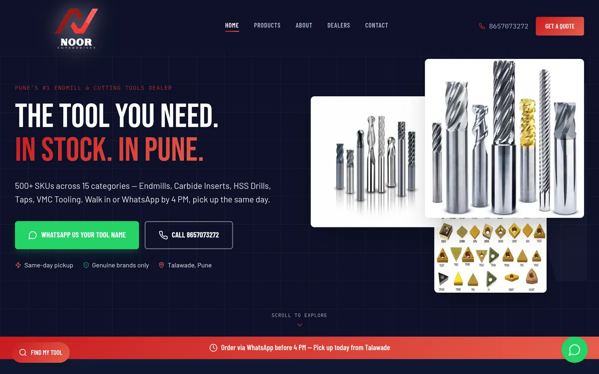 Noor Enterprises website — Manufacturing